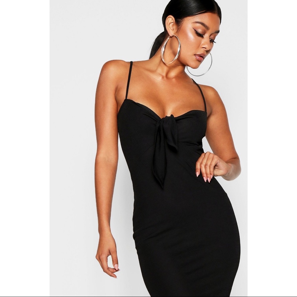Boohoo Tie Front Midi Dress